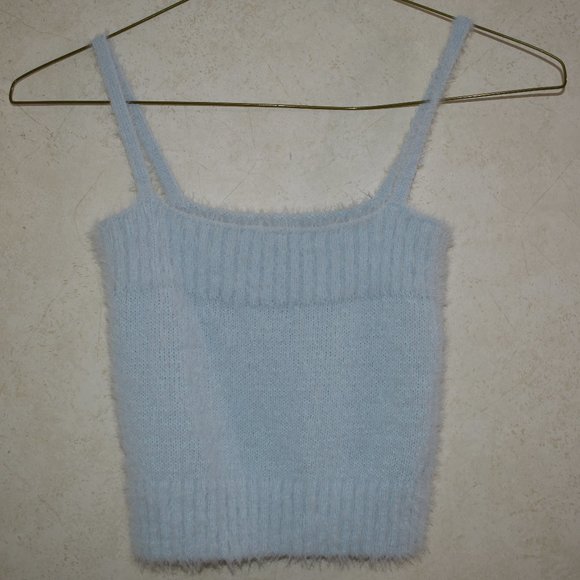 Sweet&sinful Blue Fuzzy Crop Tank Top & Sweater XS - Picture 3 of 9